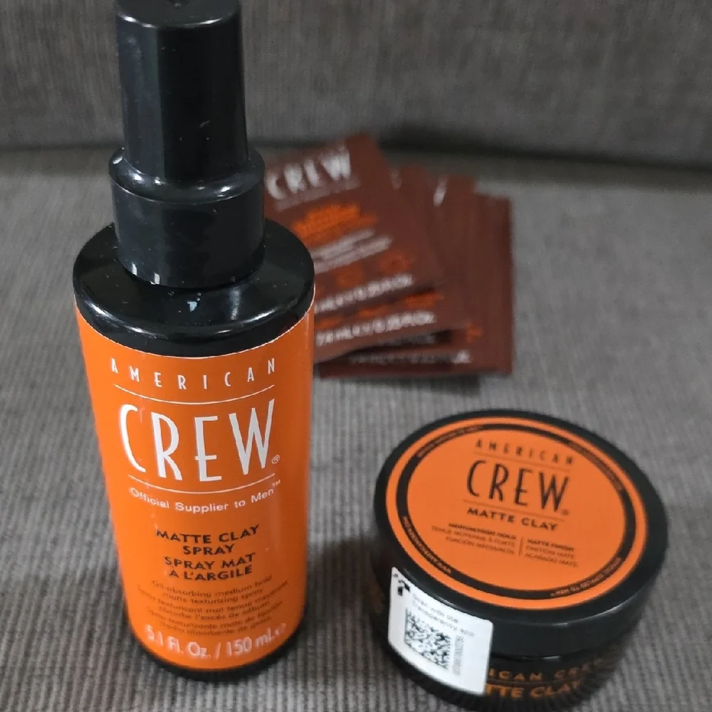 American Crew‎ Matte Clay Spray And Matte Clay + Shampoo Samples, New.